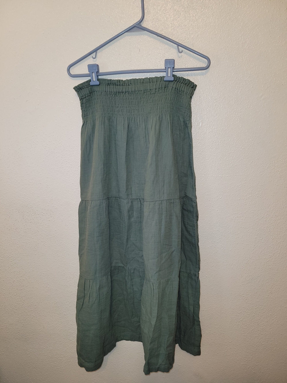 Gap Crinkle Gauze Tiered Maxi Skirt Laurel Wreath Green Small NWT